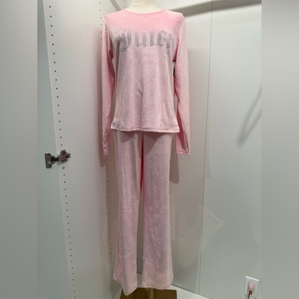 Juicy Couture Light Pink Pajama Set with Silver stud Details. Size L